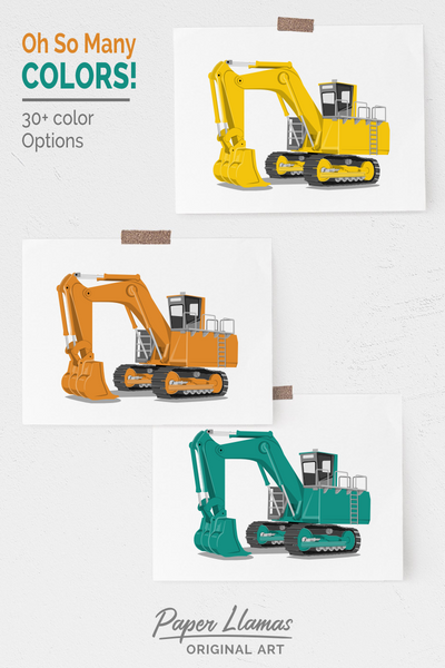 Excavator  - baby nursery art from Paper Llamas