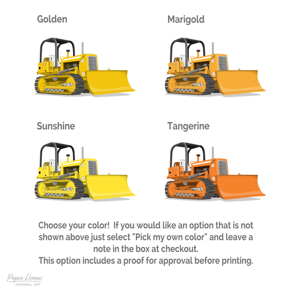 Bulldozer  - baby nursery art from Paper Llamas