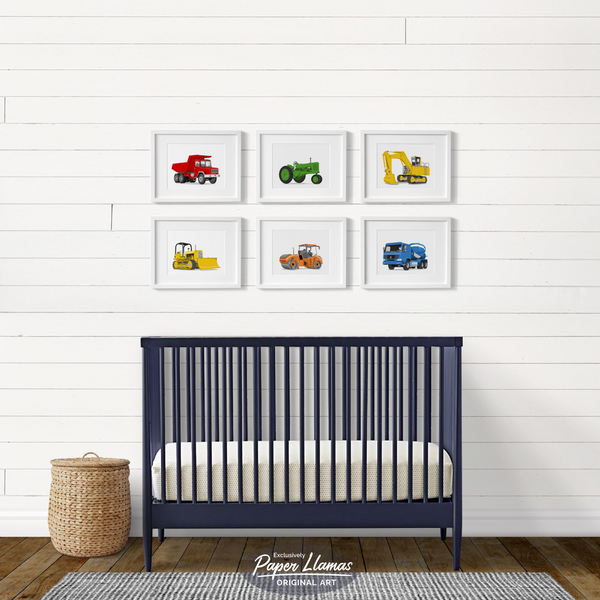 Bulldozer Printable  -toddler nursery artwork from Paper Llamas