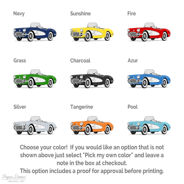Corvette  - baby nursery art from Paper Llamas