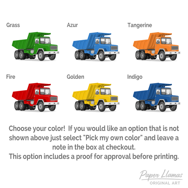 Dump Truck  - baby nursery art from Paper Llamas