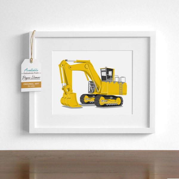 Excavator  - baby nursery art from Paper Llamas