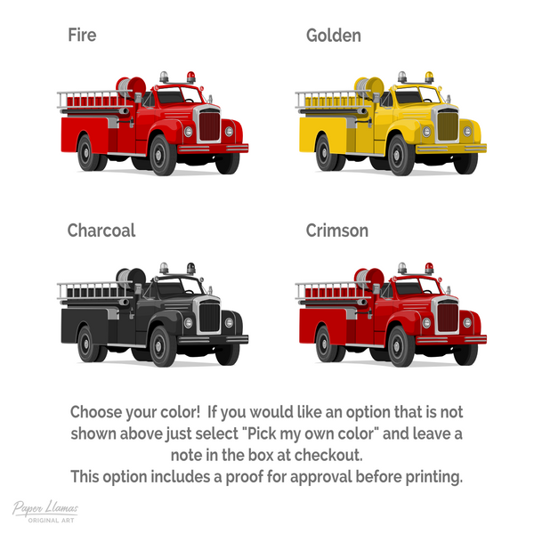 Fire Truck  - baby nursery art from Paper Llamas