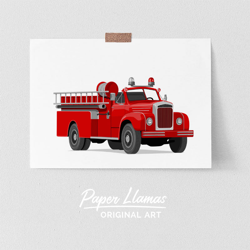 vintage fire truck illustration