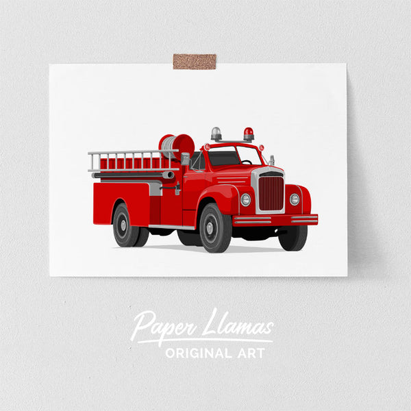 Fire Truck Printable  - baby nursery art from Paper Llamas