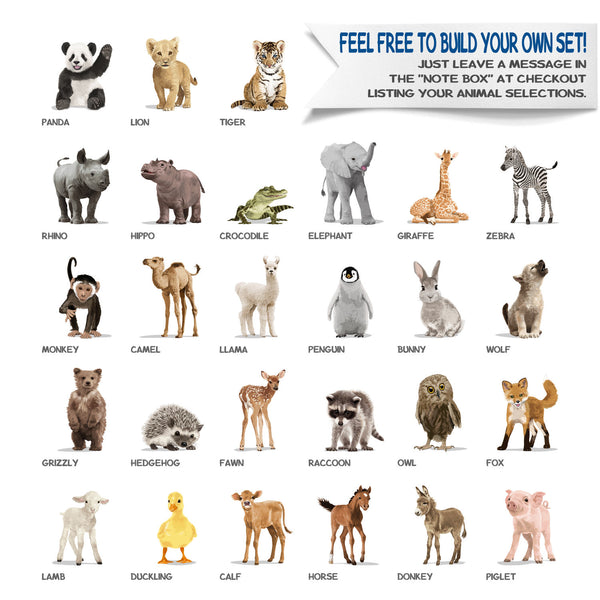 Baby animal prints,Lion,tiger,fox,bear,horse,wolf,racoon - baby nursery art from Paper Llamas