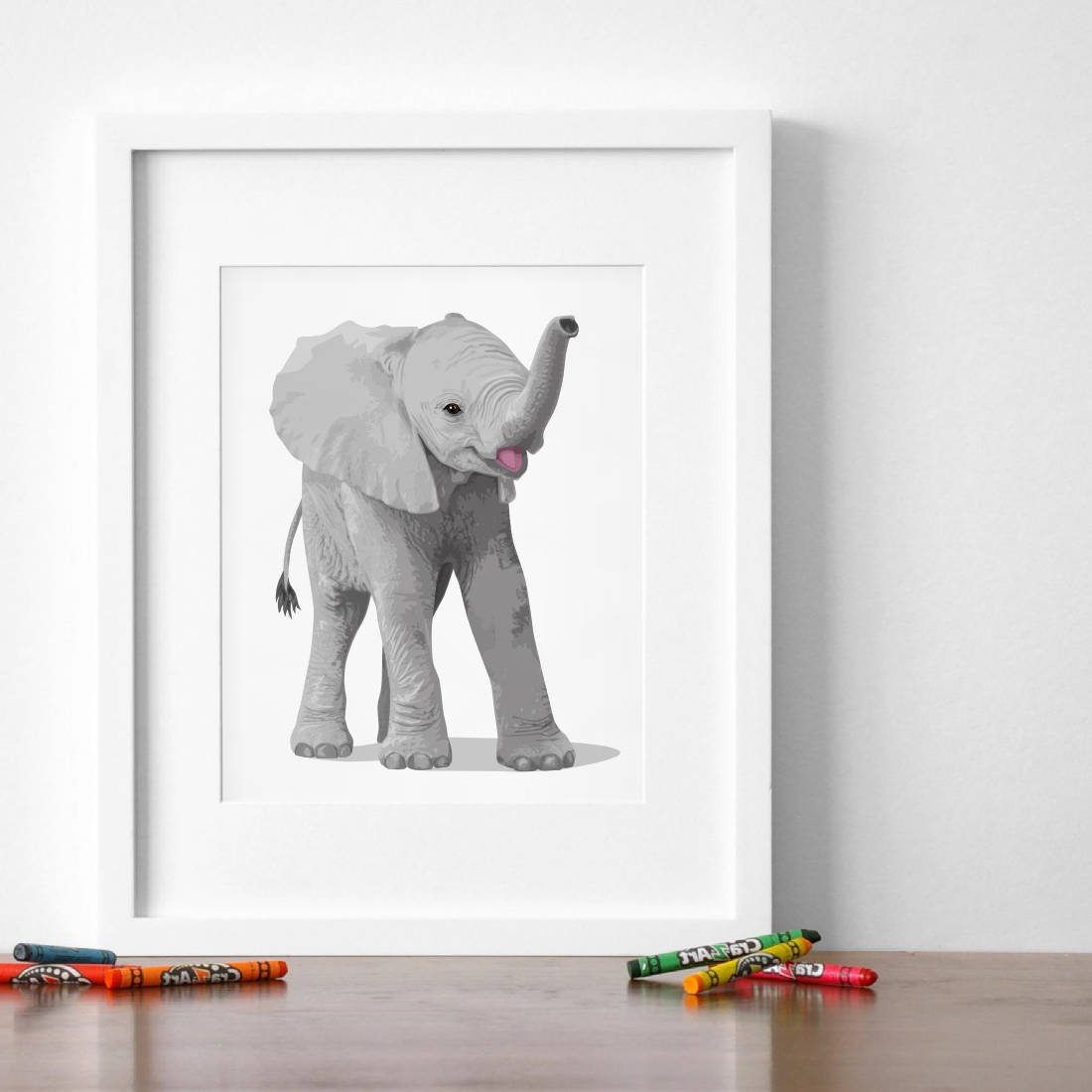 Baby elephant art print safari jungle animal nursery by Paper Llamas