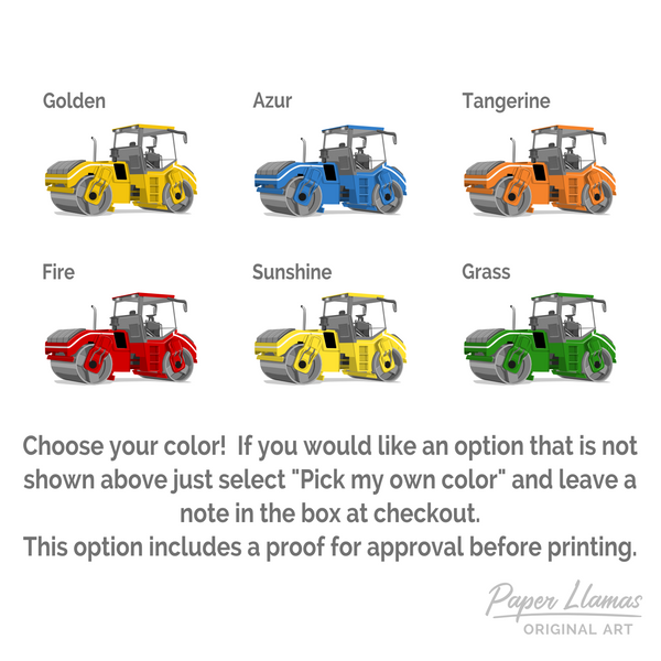 Road Roller  - baby nursery art from Paper Llamas