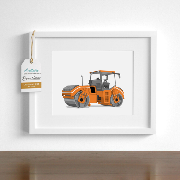 Road Roller  - baby nursery art from Paper Llamas