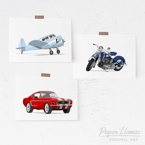 Motorcycle  - baby nursery art from Paper Llamas
