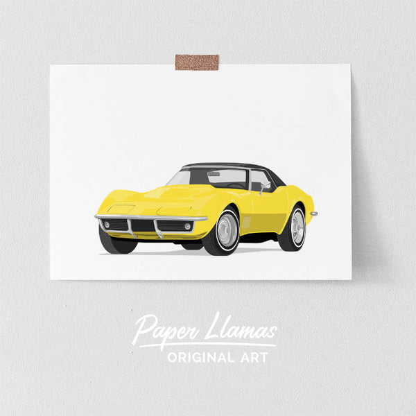  Yellow Stingray Corvette Printable  - baby nursery art from Paper Llamas