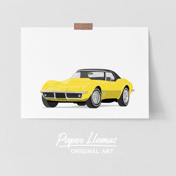 Yellow Stingray Corvette Printable  - baby nursery art from Paper Llamas