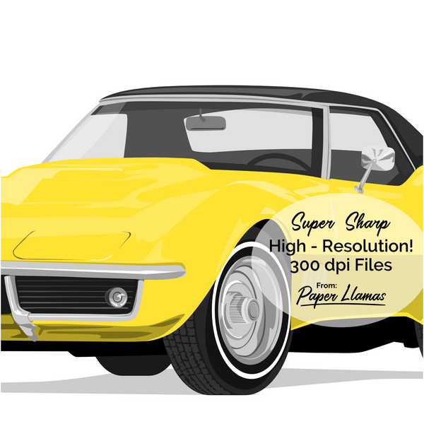 Yellow Corvette Printable  - baby nursery artwork from Paper Llamas