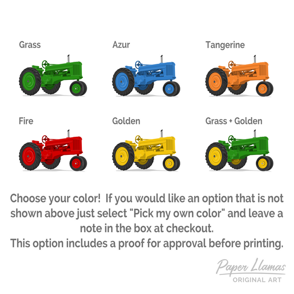 Tractor  - baby nursery art from Paper Llamas