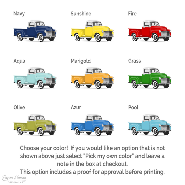 White Top Truck  - baby nursery art from Paper Llamas