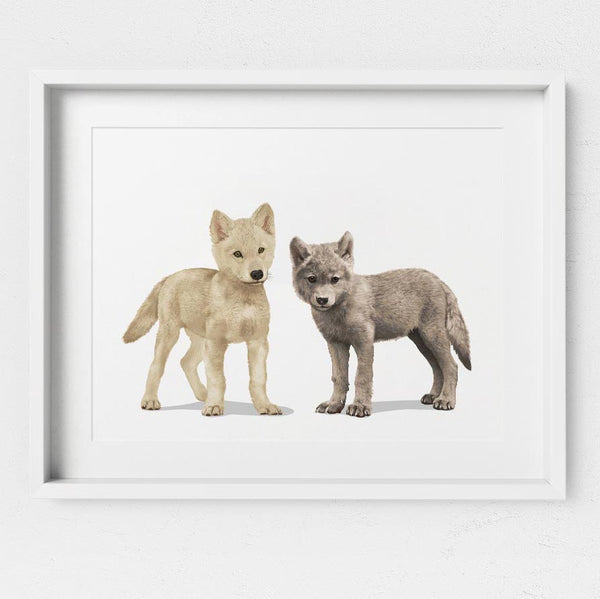 Nursery childrens art prints, Jungle animals with Mustaches ,unframed set of 2, funny kids art silly safari animals rhino giraffe zebra lion  - baby nursery art from Paper Llamas