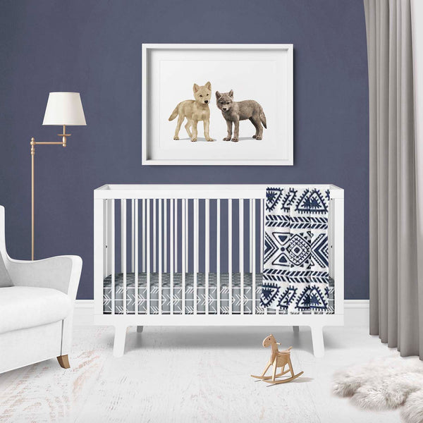 Pair of wolf cubs  - baby nursery art from Paper Llamas