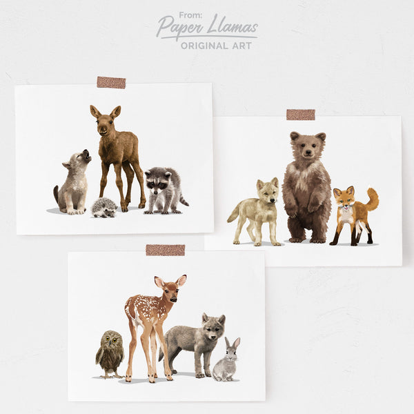 Fawn and Friends  - baby nursery art from Paper Llamas