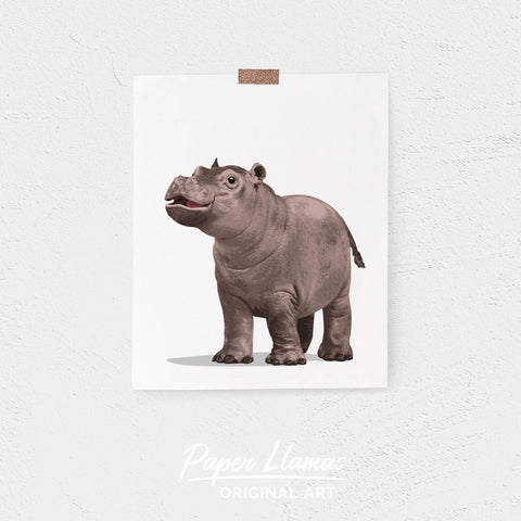 Baby Hippo Printable  - baby nursery art from Paper Llamas