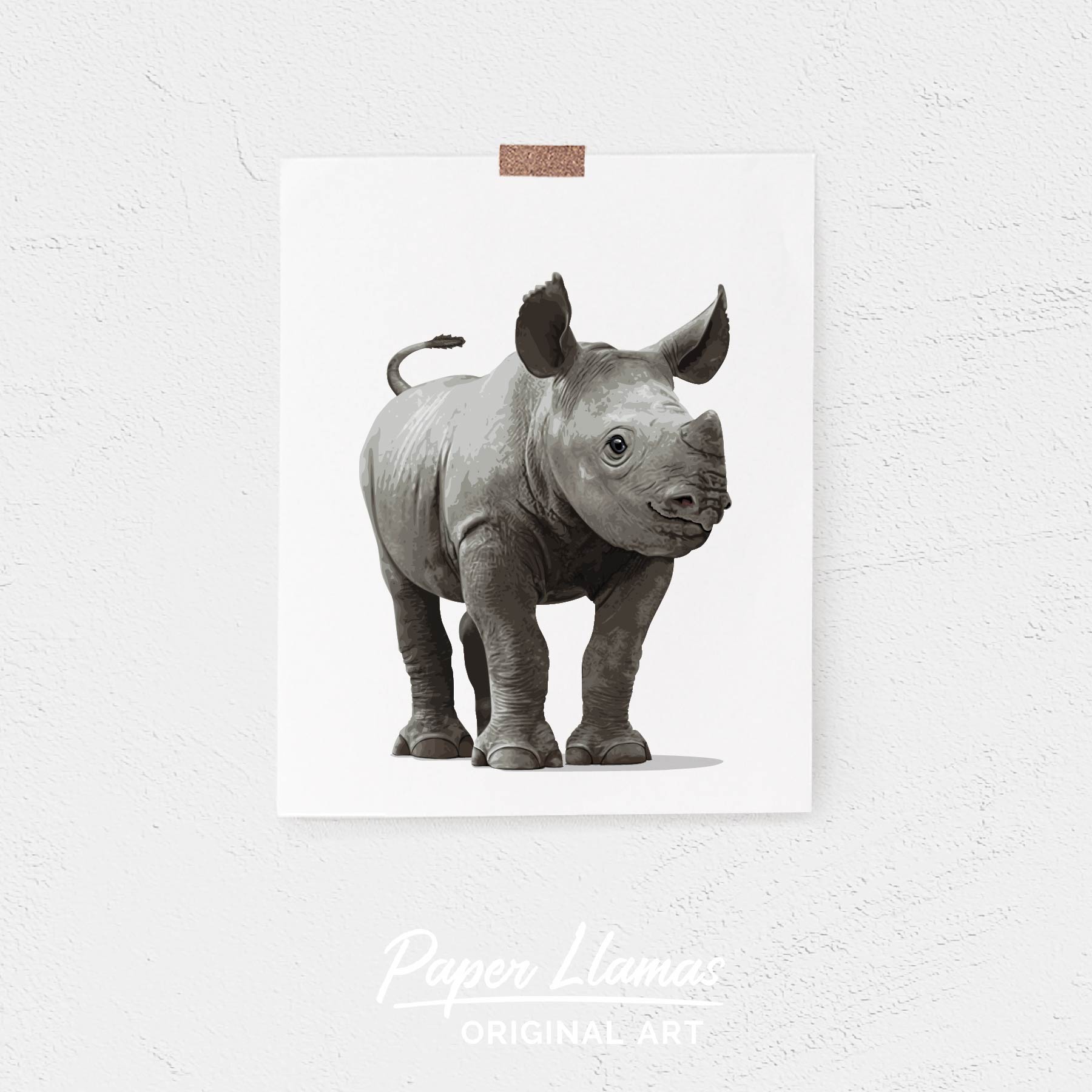 Baby Rhino Printable  - baby nursery art from Paper Llamas