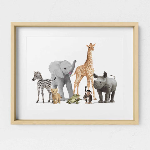 Safari Animal Parade  - baby nursery art from Paper Llamas
