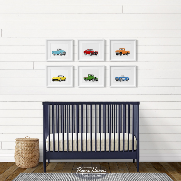 Corvette collection - baby boys nursery artwork from Paper Llamas