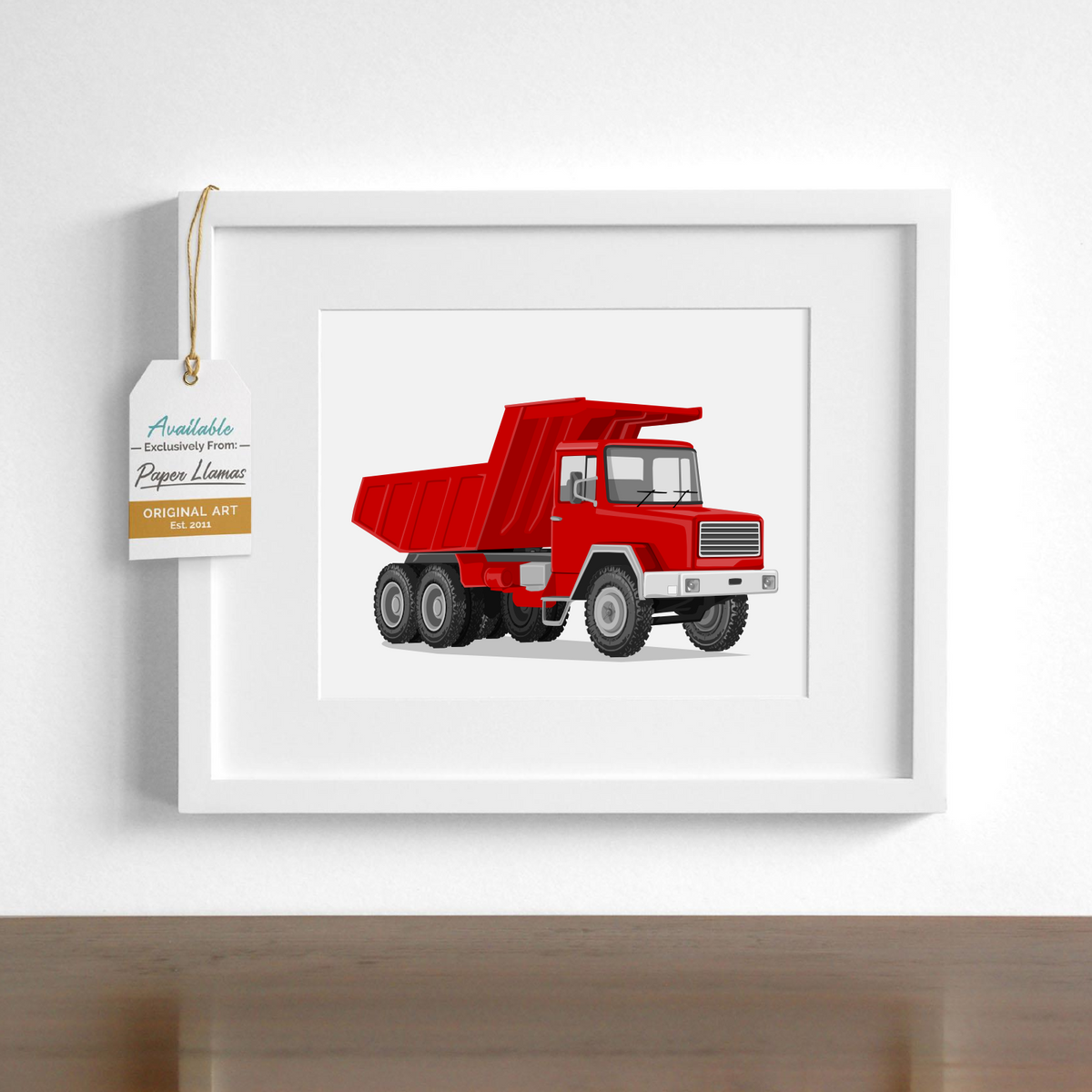 Dump truck drawing, Children's Construction art, boys nursery prints ...