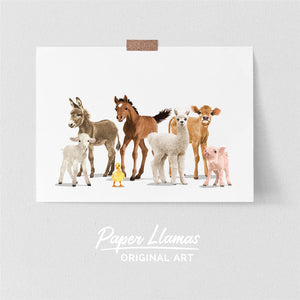 Farm Animal Parade Printable  - baby nursery art from Paper Llamas
