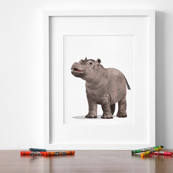 Baby Hippo Printable  - baby nursery art from Paper Llamas