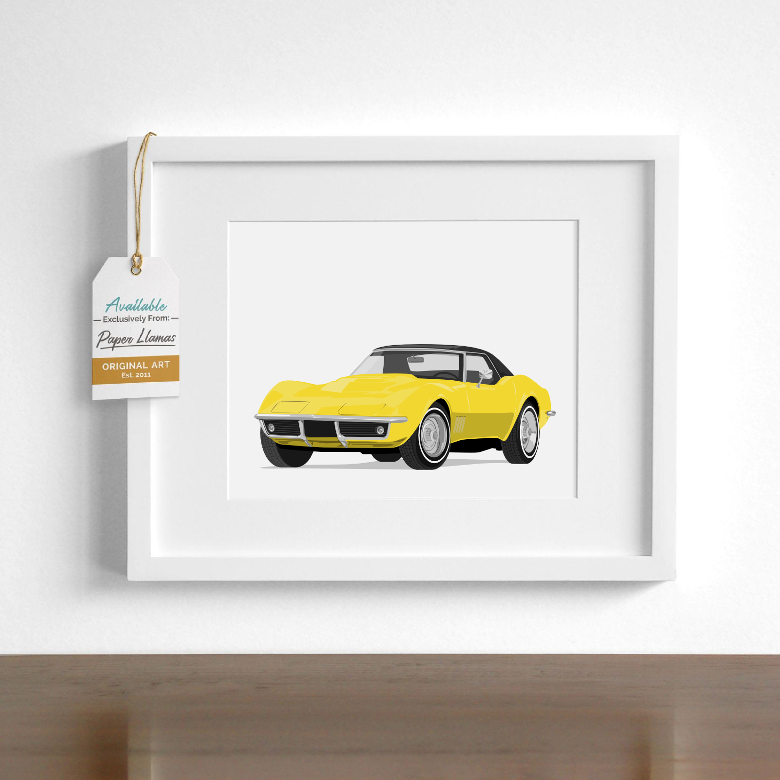 Yellow Stingray Corvette - baby nursery print from Paper Llamas