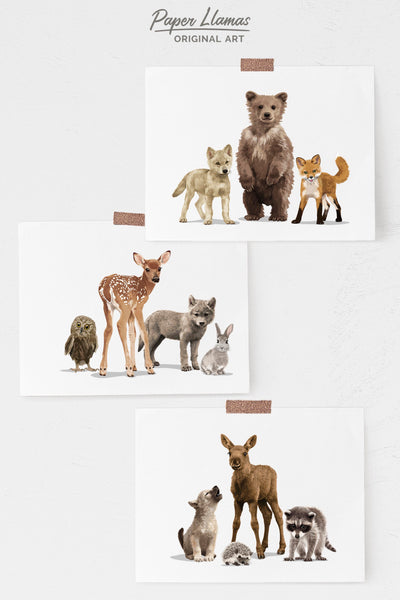 Fawn and Friends  - baby nursery art from Paper Llamas